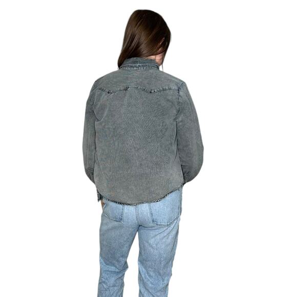THE GREAT‎ The Howdy Gray Corduroy Snap Button Western Shirt Jacket Women's Med - Picture 4 of 8